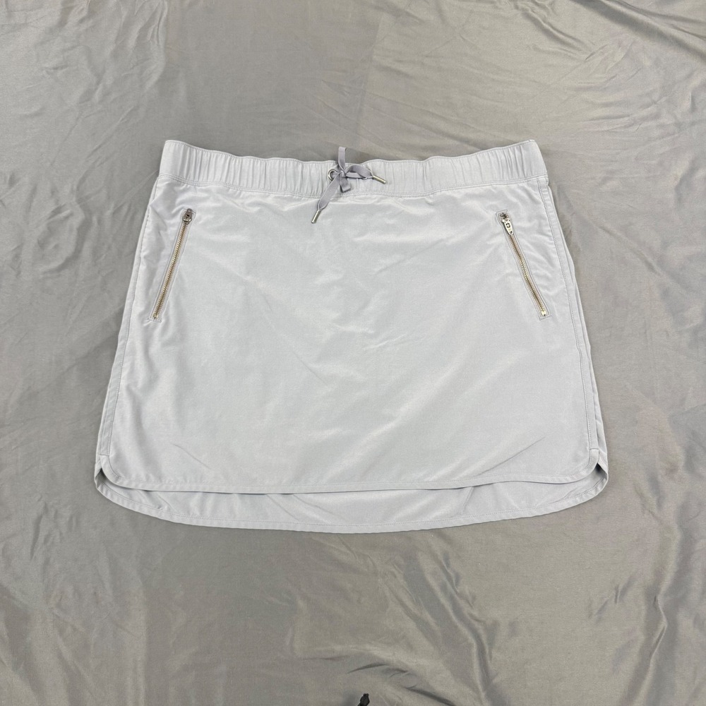 Athleta Soho Skort XL Light Gray Active Hiking Skirt Built-in Shorts Zip Pockets